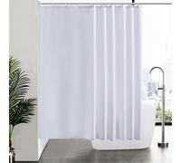 Rideau de douche extra long Anti-moisissure 240x180cm Blanc Polyester Antibactérien Hydrofuge 16 crochets