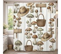 Rideau de douche extra long champignon rustique vintage chapeau panier automne toile polyester imperméable rideaux de douche décoration pour salle de bain dortoir 183 x 243 cm