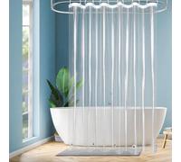 Rideau de douche extra-long Transparent 180x220 Imperméable 5 Aimants Anti-moisissure Anti-bactérien 12 Crochets