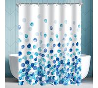 Rideau de douche Fleurs bleues 300x200cm, Anti-moisissure, Hydrofuge, Lavable, Polyester