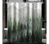 Rideau de douche forêt anti-moisissure textile 240x200cm avec oeillets - Salle de bain rideau 1 pack