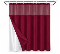 Rideau de douche gaufré avec doublure, Bordeaux W90xL190cm | doublure en tissu amovible à boutons-pression, ensemble de rideau de douche lavable fenêtre supérieure en maille avec aimants