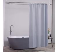 Rideau de douche gris-bleu, tissu en polyester anti-moisissure, rideau de douche imperméable, tissu lavable pour baignoire ou salle de bains, 8 crochets, 120 x 180 cm.