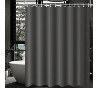 Rideau de douche gris foncé 200x240cm hydrofuge anti-moisissure textile avec 12 anneaux