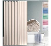 Rideau de douche hydrofuge Azomor en polyester avec anneaux et crochets, 240 x 200 cm