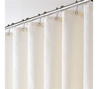 Rideau de douche Ibenzoa® en tissu gaufré – hydrofuge, anti-moisissures et antibactérien, 100% polyester, beige, avec 12 crochets en plastique, disponible en dimensions 180x180 cm, 180x200 cm ou 240x2