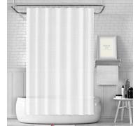 Rideau de douche Ibenzoa® – hydrofuge et anti-moisissures, pour salle de bain et douche, blanc, 180 x 200 cm, avec 12 anneaux robustes