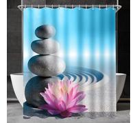 Rideau de douche Ibzoa® en polyester résistant, 200 x 200 cm – traité anti-moisissures, hydrofuge, ourlet lesté, lavable en machine