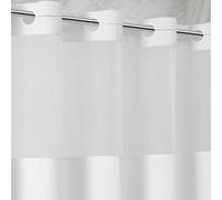 Rideau de douche imperméable à motif gaufré et partie supérieure en filet, 180 x 190 cm, tissu de 260 g/m², résistant à la moisissure, avec 10 anneaux solides, style spa d'hôtel, lavable en machine, b