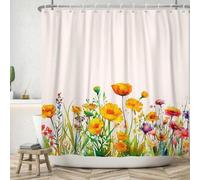 Rideau de douche imperméable à motifs de fleurs colorées, 180 x 180 cm
