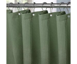 Rideau de douche imperméable - anti-moisissure - en une seule pièce - vert - en tissu - 182 x 182 cm