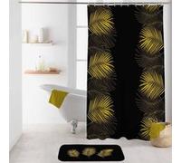 Douceur d'Intérieur, Rideau de Douche avec Crochets (180 x 200 cm) Orbella Noir, Polyester Imprimé