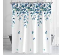 Rideau de douche Lerores 150 x 180 cm, Feuilles de plantes vertes résistantes à la moisissure et à la mérule, rideaux de bain en polyester lavable et imperméable avec bande de poids, 12 crochets pour