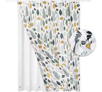 Rideau de douche, lot 2 en 1, doublure en PEVA avec aimant et impression numérique, rideau en polyester anti-moisissure, hydrofuge et lavable, 180 cm, vert.