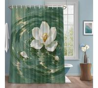 Rideau de douche minimaliste zen avec crochets - Tissu hydrofuge - Lavable en machine - 183 x 183 cm (l x L) - Pour salle de bain et hôtel