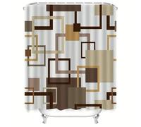 Rideau de Douche Moderne à Motif géométrique Marron, Peinture numérique 3D pour Une Protection optimale de la Vie privée, Design carré pour Salle de Bain (170 x 210 cm / 67 x 83 Pouces (L x H))