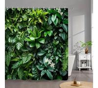 Rideau de Douche Motif Feuilles de Palmier Tropicales, Polyester à Impression numérique HD, Design Minimaliste Moderne, Lavable en Machine, Crochets Inclus 180x210cm/(WxH)