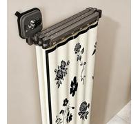 Rideau de Douche Mural Pliable, Rideau de Douche en Lin Ajustable avec Ventouse, Tringle à Rideau de Douche Extensible, pour Salle de Bain, Dressing, hôtel, Maison (Cinq Plis)