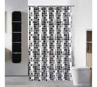 Rideau de Douche Plaid Mosaïque 120x160cm - Extra Long, Imperméable, en Tissu Polyester - Lavable en Machine Avec Crochets Pour Salle de Bain, Maison, Hôtel