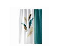 Douceur d'Intérieur, Rideau de Douche avec Crochets (180 x 200 cm) Plumiss Bleu, Polyester Imprimé Métallisé