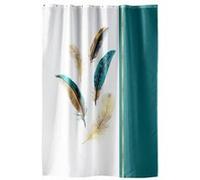 Douceur d'Intérieur, Rideau de Douche avec Crochets (180 x 200 cm) Plumiss Bleu, Polyester Imprimé Métallisé