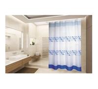 Rideau de douche Polyester PORTO 180x200cm QUALITE PREMIUM Bleu & Blanc - Anneaux inclus MSV