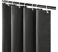 Rideau de douche pour cabine de douche et petite salle de bains, rideau de douche épais, tissu en polyester, motif gaufré, résistant à la moisissure, hydrofuge, lavable, gris foncé, 90 x 180 cm, avec 