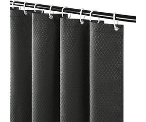 Rideau de douche pour cabine de douche et petite salle de bains, rideau de douche épais, tissu en polyester, motif gaufré, résistant à la moisissure, hydrofuge, lavable, gris foncé, 90 x 180 cm, avec 