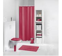 Douceur d'Intérieur Rideau de douche Quartz 180 x 200 cm jacquard uni avec crochets framboise