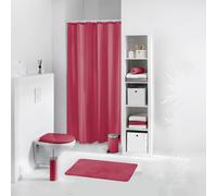 Douceur d'Intérieur Rideau de douche Quartz 180 x 200 cm jacquard uni avec crochets framboise