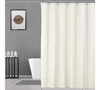 Rideau de douche - Rideau de douche en tissu - 180 x 180 cm - Polyester - Imperméable - Tricoté - Pour douche et baignoire - Blanc