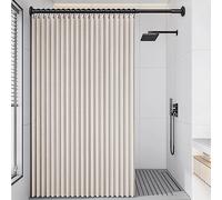 Rideau de Douche, Rideau de Douche Pliable Invisible, Ensemble Rideau de Douche pour Salle de Bain, Rideau de Douche avec Tringle rétractable et barrière Anti-Eau, Convient pour la Salle de