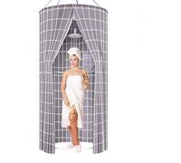 Rideau de douche rond, rideau de douche suspendu rond de 100x200 cm, rideau de douche d'extérieur pour camping, plage, douche, toilettes, écran de protection (gris, 100 x 200 cm)