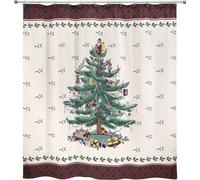 Rideau de douche « Sapin de Noël » à motif tartan, multicolore