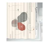 Rideau de douche Spirella Teiva, tissu, 180 x 200 cm, blanc/gris/marron