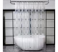 Rideau de douche transparent 180x200 avec motif géométrique 3D, imperméable, aimants plus forts, plastique Eva, 12 crochets