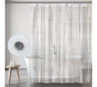 Rideau de douche transparent 240 x 200 cm avec aimant de lestage sur le bas, ensemble de rideau de douche en EVA anti-moisissure et imperméable, comprenant 16 anneaux.