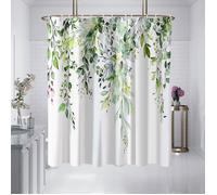 Rideau de douche - Unbrand - Motif feuilles d'eucalyptus - Design aquarelle - Dimensions 90x180 cm