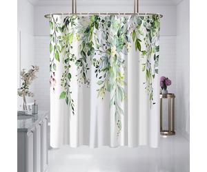 Rideau de douche - Unbrand - Motif feuilles d'eucalyptus - Design aquarelle - Dimensions 90x180 cm