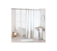 Douceur d'Intérieur - Rideau de douche Essencia 180 x 200 cm Polyester uni avec crochets Blanc