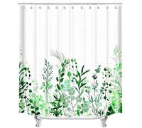 Rideau de douche vert à motifs de feuilles, 220 x 200 cm, en polyester imperméable