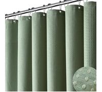 Rideau de douche vert sauge - Rideau de douche en tissu texturé gaufré, épais et résistant, 183 cm de large x 183 cm de haut