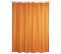WENKO Rideau de douche anti-moisissure orange, rideau textile avec effet anti-moisissure pour la salle de bain, lavable, hydrofuge, avec anneaux pour fixation à la barre de douche, 180 x 200 cm