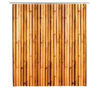WENKO Duschvorhang Bambusa, Vorhang aus umweltfreundlichem, recyclingfähigem Kunststofffilm (PEVA), für Dusche und Badewanne, wasserdicht, 180 x 200 cm, inkl. 12 weißen Duschvorhangringen, Braun