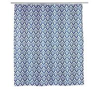 Rideau de douche - WENKO - Lorca - 180x200 cm - Hydrofuge - Polyester - Bleu - Blanc