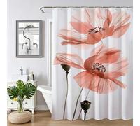 Rideau de DoucheBlanc fleur, Rideau Douche 120x200cm, Rideaux de Baignoire Imperméable en Tissu Polyester avec 12 Crochets Ourlet Lesté, Facile à Installer, Lavable en Machine pour Salle de Bain Z-187