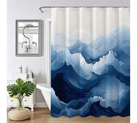 Rideau de Douchebleu Montagne,Rideau Douche 120x150cm,Rideaux de Baignoire Imperméable en Tissu Polyester avec 12 Crochets Ourlet Lesté,Facile à Installer,Lavable en Machine pour Salle de Bain Z-203