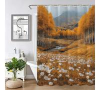 Rideau de Doucheorange automne, Rideau Douche 120x200cm, Rideaux de Baignoire Imperméable en Tissu Polyester avec 12 Crochets Ourlet Lesté, Facile à Installer, Lavable en Machine pour Salle Bain Z-207