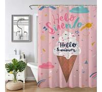 Rideau de Doucherose glace, Rideau Douche 150x180cm, Rideaux de Baignoire Imperméable en Tissu Polyester avec 12 Crochets Ourlet Lesté, Facile à Installer, Lavable en Machine pour Salle de Bain Z-181