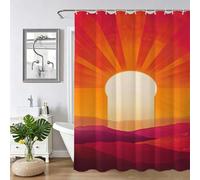 Rideau de Doucherouge Coucher de soleil, Rideau Douche 150x200cm, Rideaux de Baignoire Imperméable en Tissu Polyester avec 12 Crochets Ourlet Lesté, Facile à Installer, Lavable en Machine Z-183